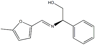 (R)-2-[1-(5-Methyl-furan-2-yl)methylidene]amino-2-phenyl-ethanol 구조식 이미지