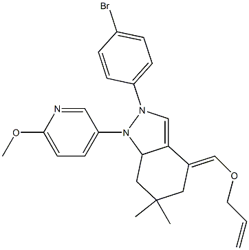 Aza(2-(4-bromophenyl)-1-(6-methoxy(3-pyridyl))-6,6-dimethyl(5,6,7-trihydroindol-4-ylidene))prop-2-enyloxymethane 구조식 이미지