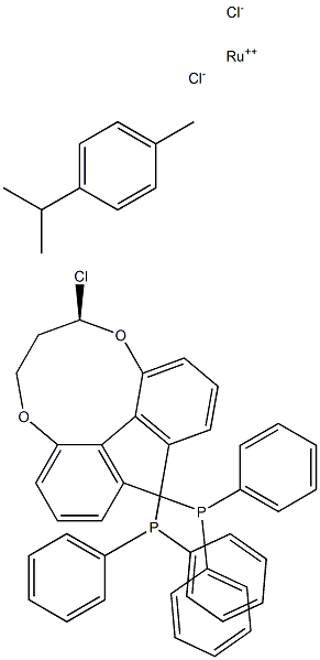 Chloro{(R)-(-)-1,13-bis(diphenylphosphino)-7,8-dihydro-6H-dibenzo[f,h][1,5]dioxonin}(p-cymene)ruthenium(II) chloride 구조식 이미지