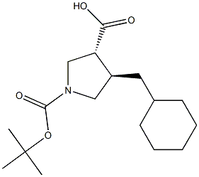 (3R,4R)-1-(tert-butoxycarbonyl)-4-(cyclohexylmethyl)pyrrolidine-3-carboxylic acid 구조식 이미지