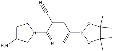 2-(3-aminopyrrolidin-1-yl)-5-(4,4,5,5-tetramethyl-1,3,2-dioxaborolan-2-yl)pyridine-3-carbonitrile Structure