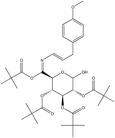 N-[(4'-Methoxyphenyl)-1-propenyl]imino-2,3,4,6-tetra-O-pivaloyl-D-glucopyranoside Structure