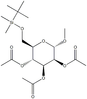 Methyl 2,3,4-tri-O-acetyl-6-O-tert-butyldimethylsilyl-a-D-mannopyranoside 구조식 이미지