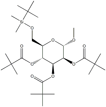 Methyl 6-O-tert-butyldimethylsilyl-2,3,4-tri-O-pivaloyl-a-D-mannopyranoside Structure