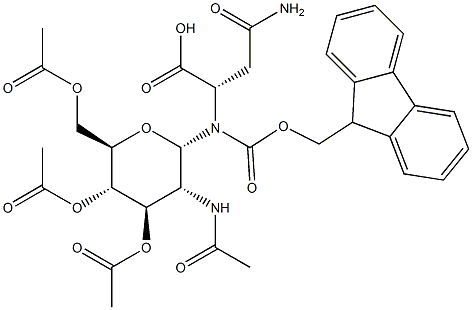 N-Fmoc-N-(2-acetamido-3,4,6-tri-O-acetyl-2-deoxy-a-D-glucopyranosyl)-L-asparagine 구조식 이미지