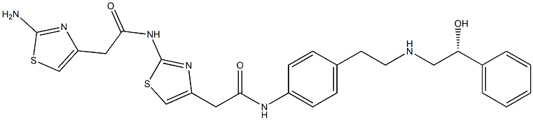 (R)-2-(2-aminothiazol-4-yl)-N-(4-(2-((4-(2-((2-hydroxy-2-phenylethyl)amino)ethyl)phenyl)amino)-2-oxoethyl)thiazol-2-yl)acetamide 구조식 이미지