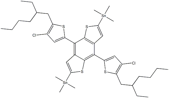 4,8-Bis-[4-chloro-5-(2-ethyl-hexyl)-thiophen-2-yl]-2,6-bis-trimethylstannanyl-1,5-dithia-s-indacene Structure
