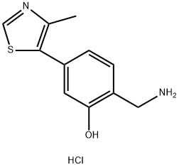 2-(aminomethyl)-5-(4-methylthiazol-5-yl)phenol hydrochloride 구조식 이미지