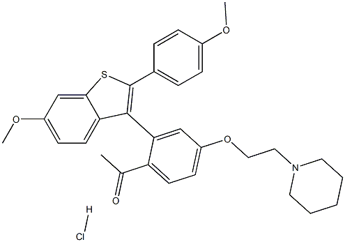 [6-Methoxy-2-(4-methoxyphenyl)-benzo[B]thiophen-3-yl][4-[2-(1-piperidinyl)ethoxy]phenyl] Methyl ketone hydrochloride Structure