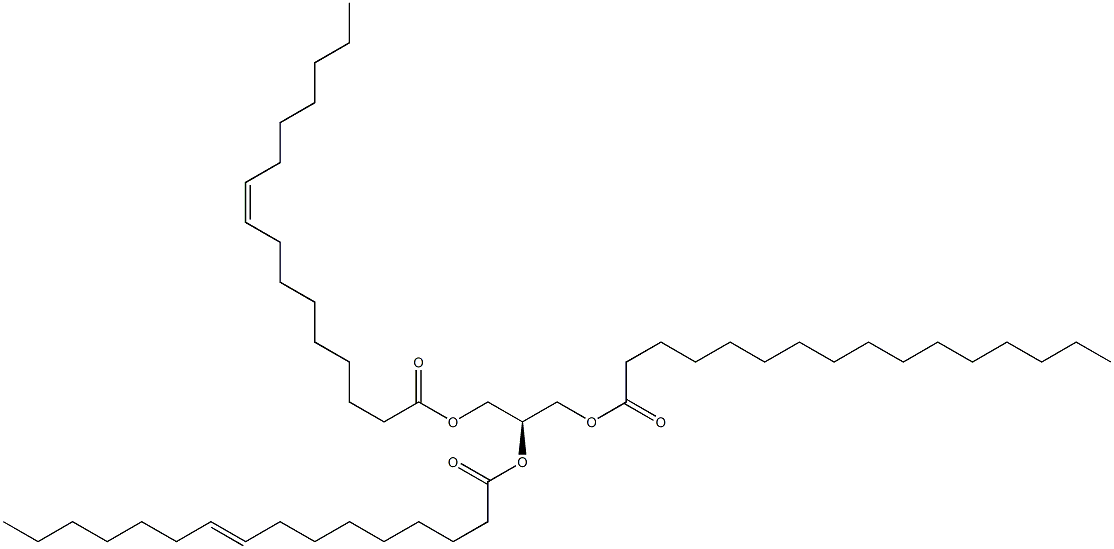 1-hexadecanoyl-2,3-di-(9Z-hexadecenoyl)-sn-glycerol 구조식 이미지