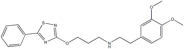 3-(3-(N-(2-(3,4-dimethoxyphenyl)ethyl)amino)propyloxy)-5-phenyl-1,2,4-thiadiazole 구조식 이미지