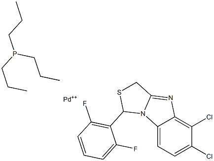 dichloro-1-(2',6'-difluorophenyl)-1H,3H-thiazolo(3,4-a)-benzimidazole(tri-n-propylphosphine)palladium(II) 구조식 이미지