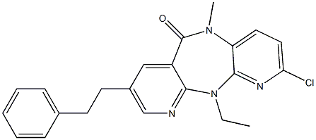 2-chloro-5,11-dihydro-11--ethyl-5-methyl-8-phenylethyl-6H-dipyrido(3,2-b-2',3'-e)(1,4)diazepin-6-one 구조식 이미지