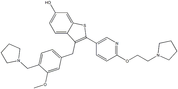 1-(2-((5-(6-hydroxy-3-((3-methoxy-4-((1-pyrrolidinyl)methyl)phenyl)methyl)benzo(b)thiophen-2-yl)pyrid-2-yl)oxy)ethyl)pyrrolidine Structure