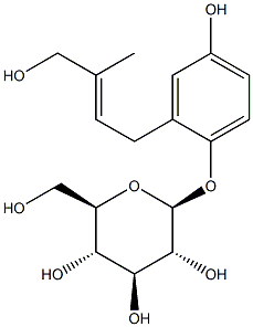 1-O-beta-glucopyranosyl--1,4-dihydroxy-2-(3'-hydroxymethyl-3'-methylallyl)benzene Structure