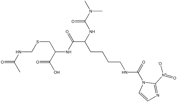 5-acetamido-2-((N,N-dimethylaminomethylamido)(((2-nitroimidazol-1-yl)methylamido)butyl)acetamido)-4-thiapentanoic acid Structure