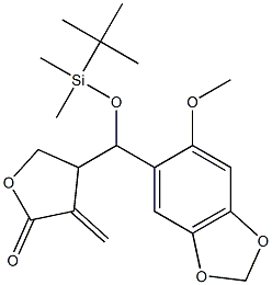 3-(1-(tert-butyldimethylsilyl)oxy-1-(2-methoxy-4,5-methylenedioxyphenyl)methyl)-2-methylene-4-butanolide 구조식 이미지