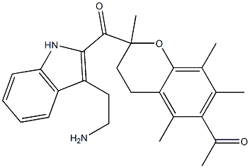 ((6-acetyl-3,4-dihydro-2,5,7,8-tetramethyl-2H-1-benzopyran-2yl)carbonyl)-3(aminoethyl)indole Structure