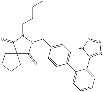 2-butyl-3-((2'-(1H-tetrazol-5-yl)(1,1'-biphenyl)-4-yl)methyl)-2,3-diazaspiro(4.4)nonane-1,4-dione 구조식 이미지