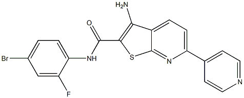 3-amino-N-(4-bromo-2-fluorophenyl)-6-(4-pyridinyl)thieno[2,3-b]pyridine-2-carboxamide Structure