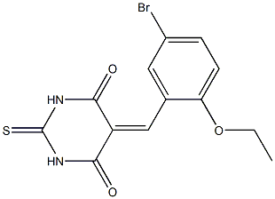 5-(5-bromo-2-ethoxybenzylidene)-2-thioxohexahydropyrimidine-4,6-dione Structure