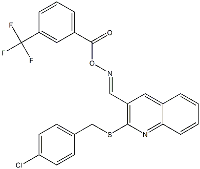 N-((E)-{2-[(4-chlorobenzyl)sulfanyl]-3-quinolinyl}methylidene)-N-{[3-(trifluoromethyl)benzoyl]oxy}amine 구조식 이미지