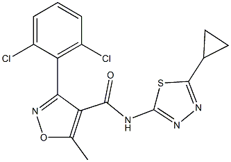 N4-(5-cyclopropyl-1,3,4-thiadiazol-2-yl)-3-(2,6-dichlorophenyl)-5-methylisoxazole-4-carboxamide 구조식 이미지