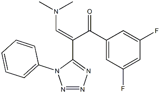 1-(3,5-difluorophenyl)-3-(dimethylamino)-2-(1-phenyl-1H-1,2,3,4-tetraazol-5-yl)prop-2-en-1-one 구조식 이미지