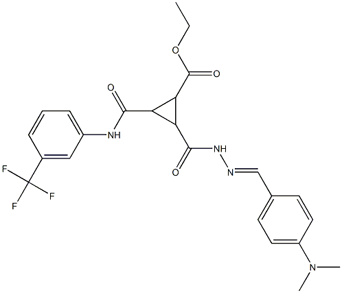 ethyl 2-[(2-{[4-(dimethylamino)phenyl]methylene}hydrazino)carbonyl]-3-{[3-(trifluoromethyl)anilino]carbonyl}cyclopropanecarboxylate Structure