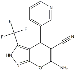 6-amino-4-(3-pyridinyl)-3-(trifluoromethyl)-2,4-dihydropyrano[2,3-c]pyrazole-5-carbonitrile Structure