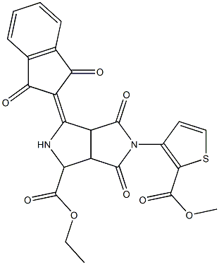 ethyl 3-(1,3-dioxo-1,3-dihydro-2H-inden-2-yliden)-5-[2-(methoxycarbonyl)-3-thienyl]-4,6-dioxooctahydropyrrolo[3,4-c]pyrrole-1-carboxylate 구조식 이미지