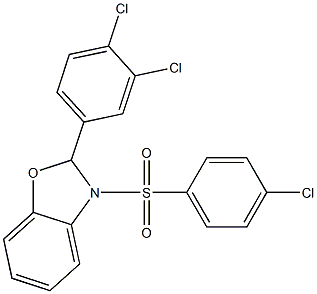 3-[(4-chlorophenyl)sulfonyl]-2-(3,4-dichlorophenyl)-2,3-dihydro-1,3-benzoxazole Structure