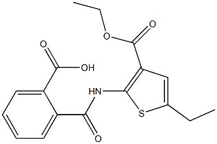 2-({[3-(ethoxycarbonyl)-5-ethyl-2-thienyl]amino}carbonyl)benzoic acid Structure