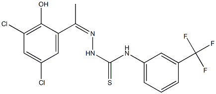 N1-[3-(trifluoromethyl)phenyl]-2-[1-(3,5-dichloro-2-hydroxyphenyl)ethylidene]hydrazine-1-carbothioamide 구조식 이미지