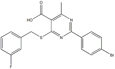 2-(4-bromophenyl)-4-[(3-fluorobenzyl)thio]-6-methylpyrimidine-5-carboxylic acid Structure