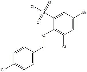 5-bromo-3-chloro-2-[(4-chlorophenyl)methoxy]benzene-1-sulfonyl chloride 구조식 이미지