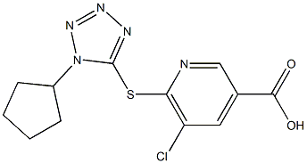 5-chloro-6-[(1-cyclopentyl-1H-1,2,3,4-tetrazol-5-yl)sulfanyl]pyridine-3-carboxylic acid 구조식 이미지