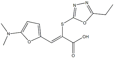 2-Propenoic  acid,  3-[5-(dimethylamino)-2-furanyl]-2-[(5-ethyl-1,3,4-oxadiazol-2-yl)thio]-,  (2Z)- 구조식 이미지