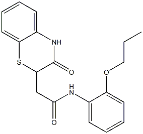 2-(3-oxo-3,4-dihydro-2H-1,4-benzothiazin-2-yl)-N-(2-propoxyphenyl)acetamide 구조식 이미지