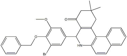 5-[4-(benzyloxy)-3-bromo-5-methoxyphenyl]-2,2-dimethyl-2,3,5,6-tetrahydrobenzo[a]phenanthridin-4(1H)-one 구조식 이미지