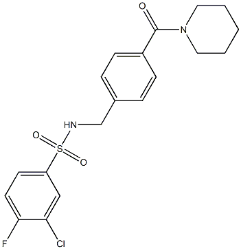 3-chloro-4-fluoro-N-[4-(1-piperidinylcarbonyl)benzyl]benzenesulfonamide Structure