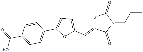 4-{5-[(3-allyl-2,4-dioxo-1,3-thiazolidin-5-ylidene)methyl]-2-furyl}benzoic acid 구조식 이미지