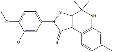 2-(3,4-dimethoxyphenyl)-4,4,7-trimethyl-4,5-dihydroisothiazolo[5,4-c]quinoline-1(2H)-thione 구조식 이미지