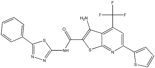 3-amino-N-(5-phenyl-1,3,4-thiadiazol-2-yl)-6-(2-thienyl)-4-(trifluoromethyl)thieno[2,3-b]pyridine-2-carboxamide 구조식 이미지