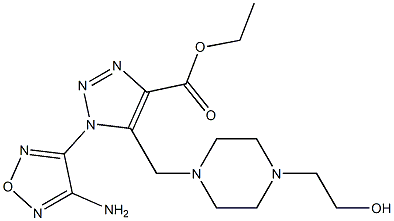 ethyl 1-(4-amino-1,2,5-oxadiazol-3-yl)-5-{[4-(2-hydroxyethyl)-1-piperazinyl]methyl}-1H-1,2,3-triazole-4-carboxylate 구조식 이미지