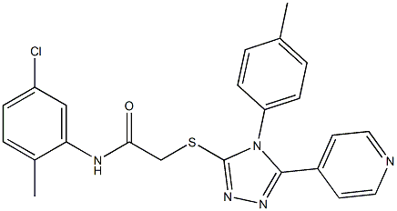 N-(5-chloro-2-methylphenyl)-2-{[4-(4-methylphenyl)-5-(4-pyridinyl)-4H-1,2,4-triazol-3-yl]sulfanyl}acetamide 구조식 이미지