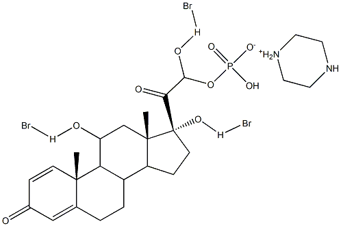 11,17,21-Trihdroxypregna-1,4-diene-3,20-dione 21-phosphate piperazine salt Structure