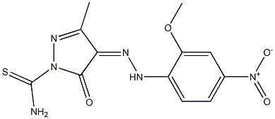 4-[(Z)-2-(2-methoxy-4-nitrophenyl)hydrazono]-3-methyl-5-oxo-1H-pyrazole-1(5H)-carbothioamide Structure