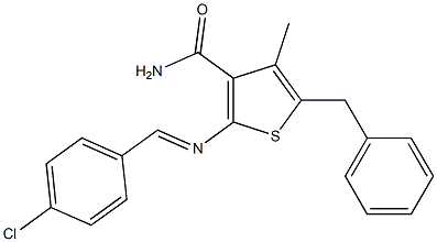 5-benzyl-2-{[(E)-(4-chlorophenyl)methylidene]amino}-4-methyl-3-thiophenecarboxamide Structure