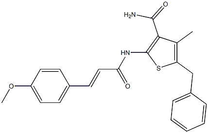 5-benzyl-2-{[(E)-3-(4-methoxyphenyl)-2-propenoyl]amino}-4-methyl-3-thiophenecarboxamide Structure